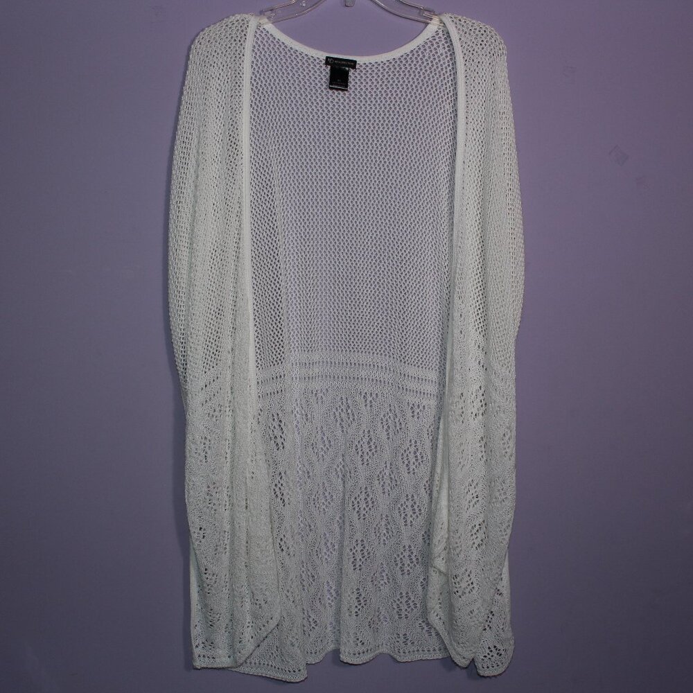 Cream Lace Boho Cardigan Sleeveless New Directions Size XL